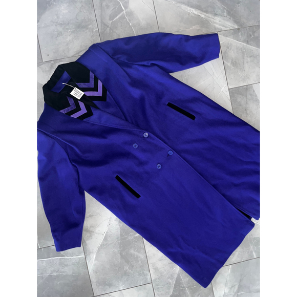 Vintage Yves Venet Purple Chevron Coat 24 1/2 - Picture 9 of 15